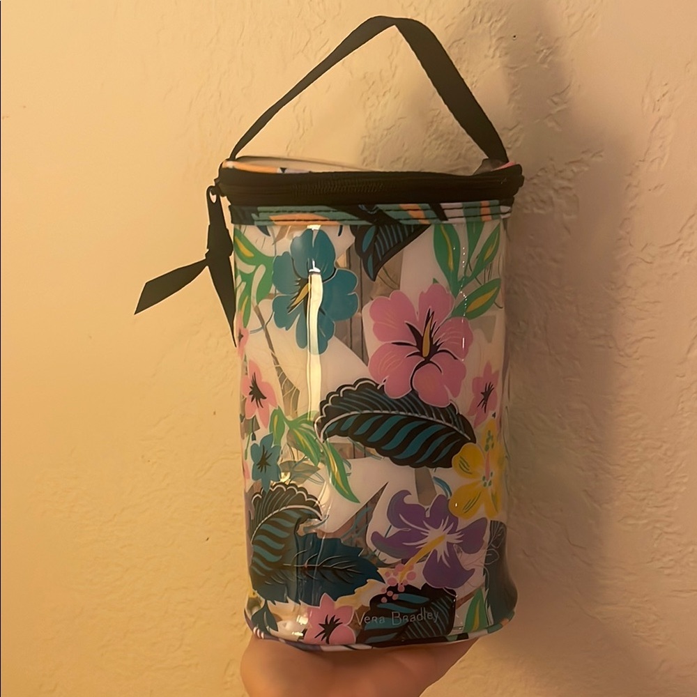 Vera Bradley Blue and Pink Lotion Cosmetic Bag with Floral Design